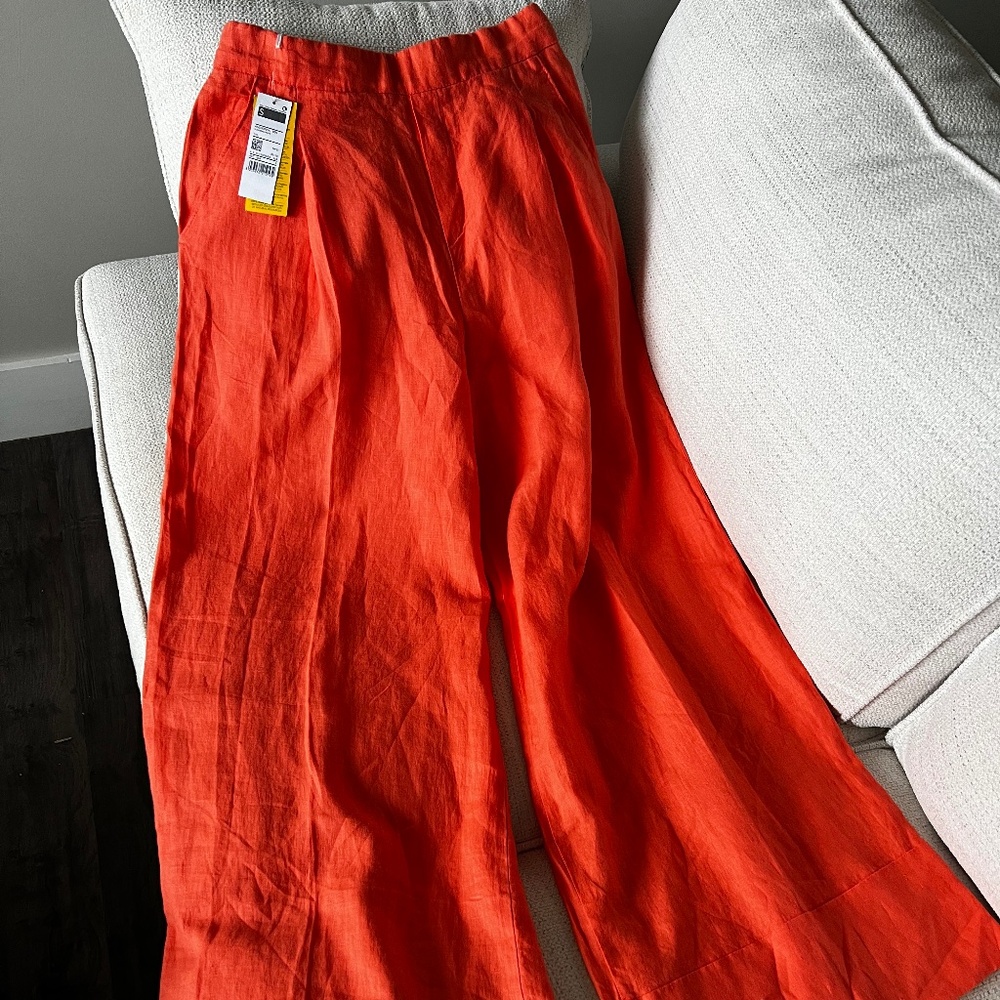 Bennetton new orange linen pants trousers